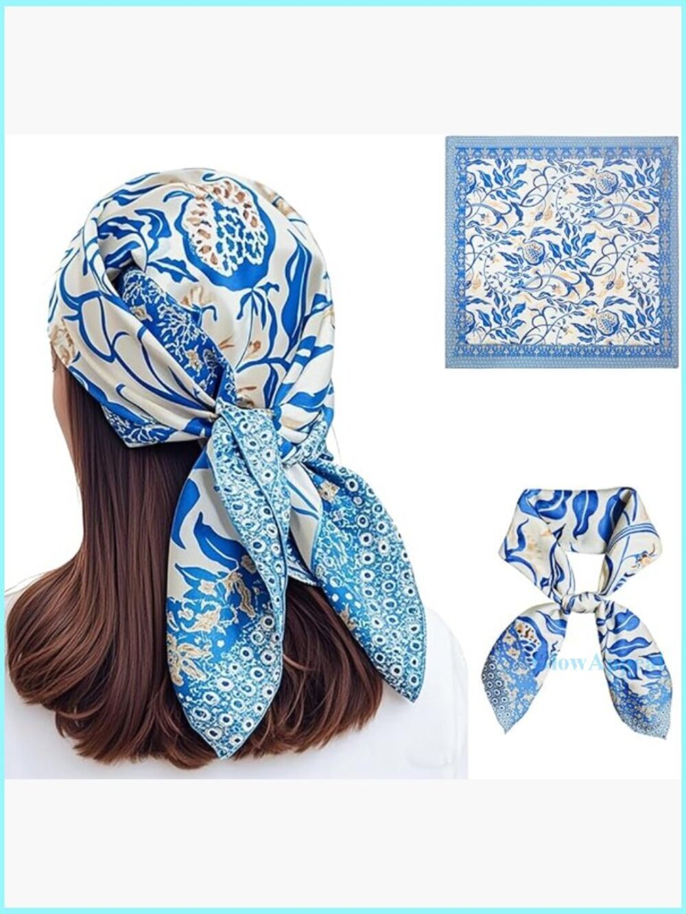 26 Inch Square Satin Silk-Like Head Scarf Hair Bandana Wrap Accessory